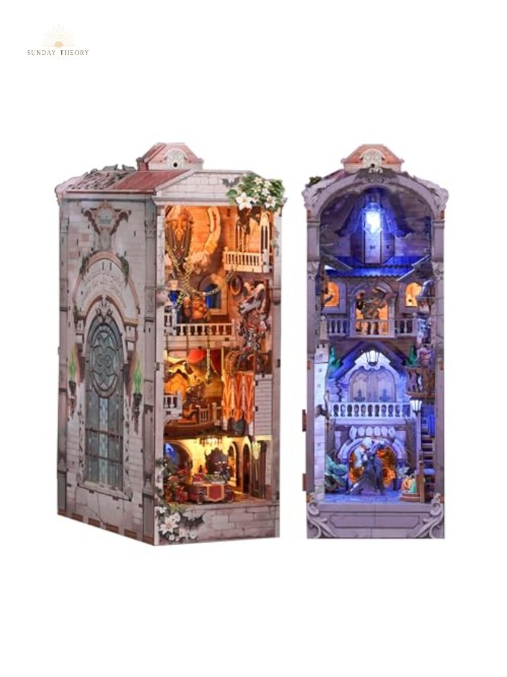 DIY Book Nook Kit for Adults Wooden 3D Puzzle Bookend Miniature House LED Decor